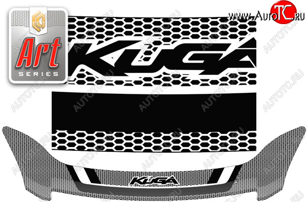 2 479 р. Дефлектор капота CA-Plastic  Ford Kuga  1 (2008-2013) (серия Art черная)  с доставкой в г. Майкоп