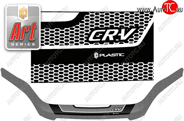 2 399 р. Дефлектор капота CA-Plastic  Honda CR-V  RE1,RE2,RE3,RE4,RE5,RE7 (2007-2010) дорестайлинг (Серия Art черная)  с доставкой в г. Майкоп