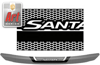 Дефлектор капота CA-Plastic Hyundai Santa Fe  TM (2018-2022) дорестайлинг, рестайлинг (Серия Art черная)
