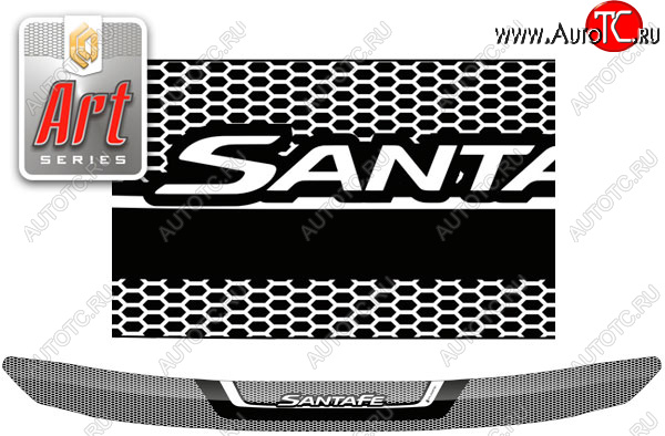 2 159 р. Дефлектор капота CA-Plastic  Hyundai Santa Fe  TM (2018-2022) дорестайлинг, рестайлинг (Серия Art черная)  с доставкой в г. Майкоп