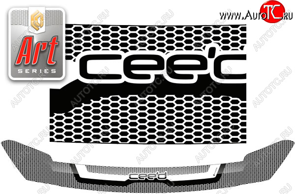 2 199 р. Дефлектор капота CA-Plastic  KIA Ceed  2 JD (2015-2018) рестайлинг, хэтчбэк (Серия Art черная)  с доставкой в г. Майкоп