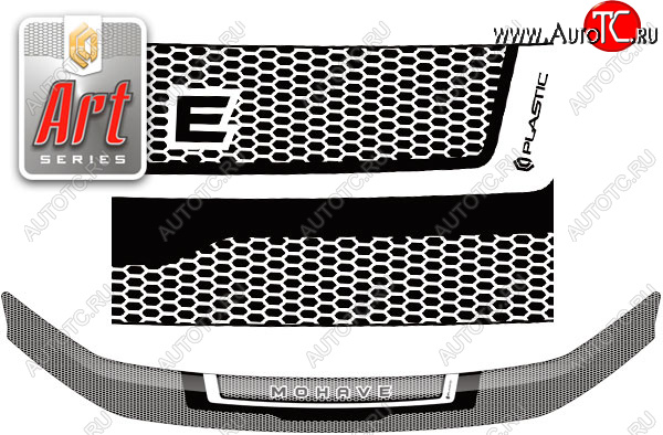 2 399 р. Дефлектор капота CA-Plastic  KIA Mohave  HM2 (2019-2022) (Серия Art черная)  с доставкой в г. Майкоп