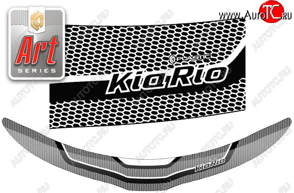 2 199 р. Дефлектор капота CA-Plastic  KIA Rio  3 QB (2011-2015) дорестайлинг седан (серия Art черная)  с доставкой в г. Майкоп