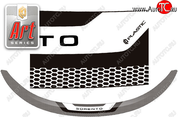 2 199 р. Дефлектор капота CA-Plastic  KIA Sorento  MQ4 (2020-2022) (Серия Art черная)  с доставкой в г. Майкоп