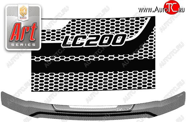 2 199 р. Дефлектор капота CA-Plastic  Toyota Land Cruiser  200 (2007-2012) дорестайлинг (Серия Art черная)  с доставкой в г. Майкоп