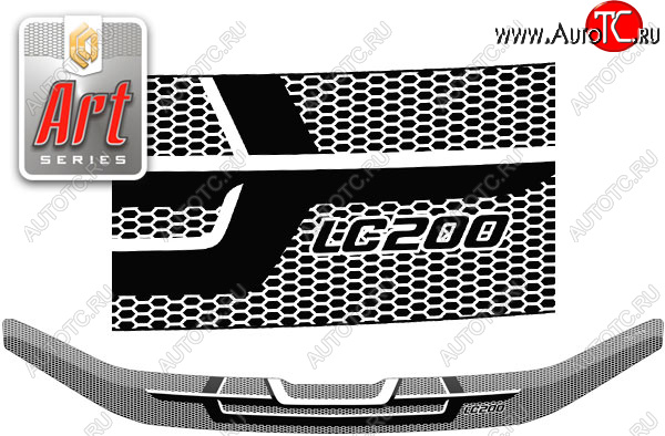 2 299 р. Дефлектор капота CA-Plastic  Toyota Land Cruiser  200 (2015-2021) 2-ой рестайлинг (Серия Art черная)  с доставкой в г. Майкоп