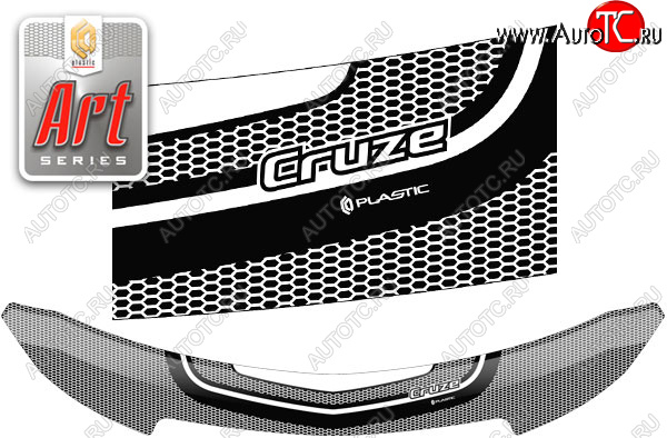 2 299 р. Дефлектор капота CA-Plastic  Chevrolet Cruze  J300 (2009-2015) седан дорестайлинг, седан рестайлинг (серия ART графит)  с доставкой в г. Майкоп