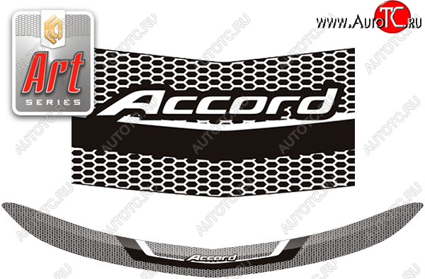 2 159 р. Дефлектор капота CA-Plastic  Honda Accord  8 CU (2008-2013) седан дорестайлинг, седан рестайлинг (серия ART графит)  с доставкой в г. Майкоп