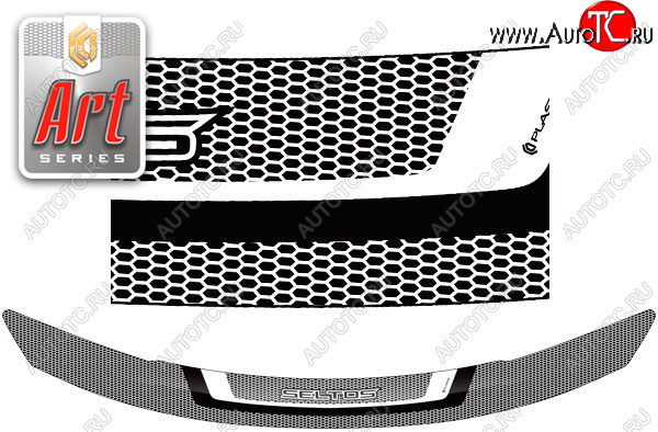 2 159 р. Дефлектор капота CA-Plastic  KIA Seltos (2019-2025) (серия ART графит)  с доставкой в г. Майкоп