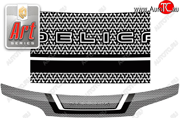 2 299 р. Дефлектор капота CA-Plastic  Mitsubishi Delica  4 (1994-1997) дорестайлинг (серия ART графит)  с доставкой в г. Майкоп