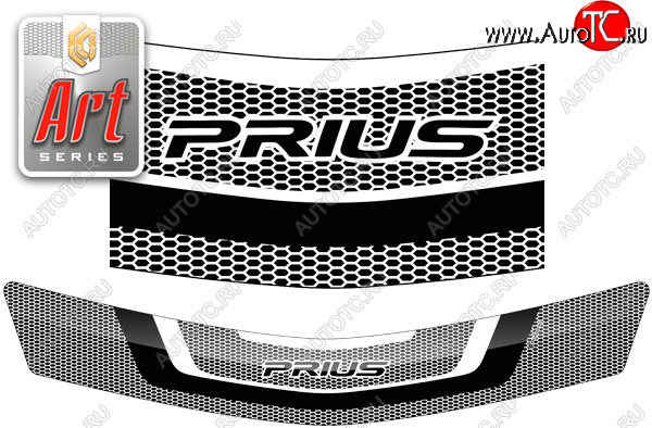 2 159 р. Дефлектор капота (правый руль) CA-Plastic  Toyota Prius  XW20 (2003-2011) дорестайлинг, рестайлинг (серия ART графит)  с доставкой в г. Майкоп