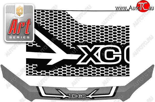 2 399 р. Дефлектор капота CA-Plastic  Volvo XC60 (2017-2022) (Серия Art графит)  с доставкой в г. Майкоп