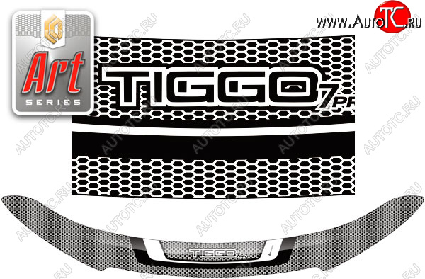 2 299 р. Дефлектор капота CA-Plastic  Chery Tiggo 7 PRO (2019-2025) (серия Art серебро)  с доставкой в г. Майкоп