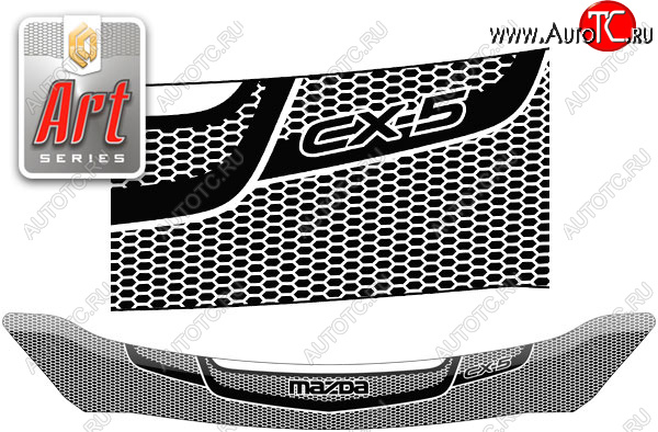 2 199 р. Дефлектор капота CA-Plastic Mazda CX-5 KE рестайлинг (2015-2017) (Серия Art серебро)  с доставкой в г. Майкоп