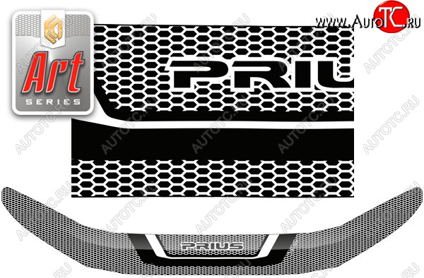 2 159 р. Дефлектор капота (ZVW50, ZVW51, ZVW55) CA-Plastic  Toyota Prius  XW50 (2015-2025) дорестайлинг, рестайлинг (Серия Art серебро)  с доставкой в г. Майкоп