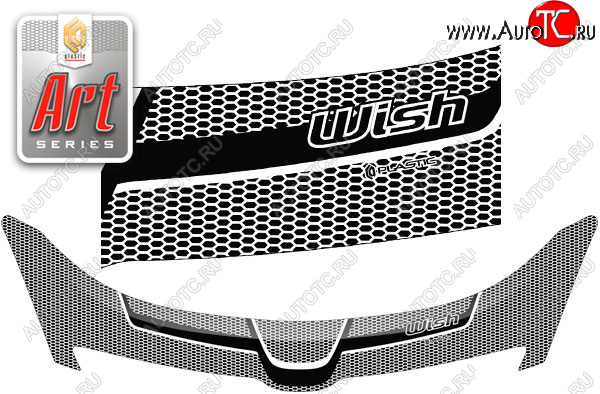 2 479 р. Дефлектор капота CA-Plastic  Toyota Wish  XE10 (2003-2005) дорестайлинг (Серия Art серебро)  с доставкой в г. Майкоп