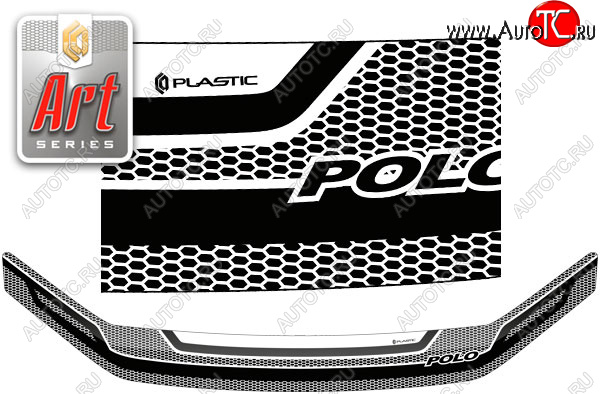 2 159 р. Дефлектор капота (рынок России) CA-Plastic  Volkswagen Polo  5 (2015-2020) седан рестайлинг (Серия Art серебро)  с доставкой в г. Майкоп