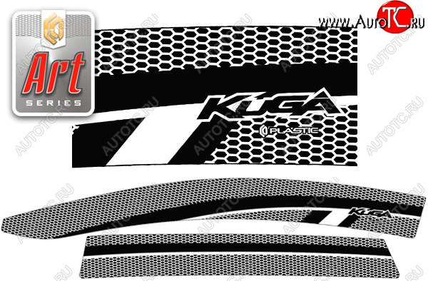 3 099 р. Ветровики дверей Серия Art серебро CA Plastic на Ford Kuga  2008-2012  с доставкой в г. Майкоп