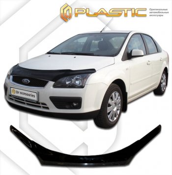 3 399 р. Дефлектор капота (exclusive) Classic черный CA Plastic на Ford Focus 2 хэтчбэк 2005-2008  с доставкой в г. Майкоп. Увеличить фотографию 1