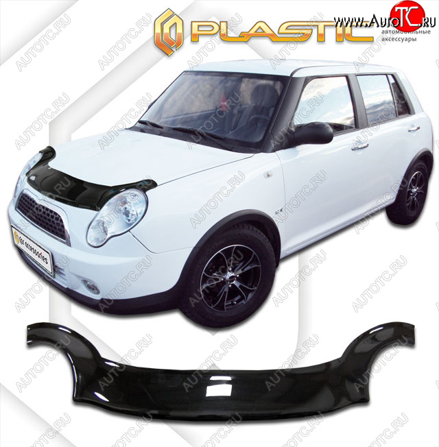 3 199 р. Дефлектор капота (exclusive) Classic черный CA Plastic на Lifan Smily  2010-2014  с доставкой в г. Майкоп