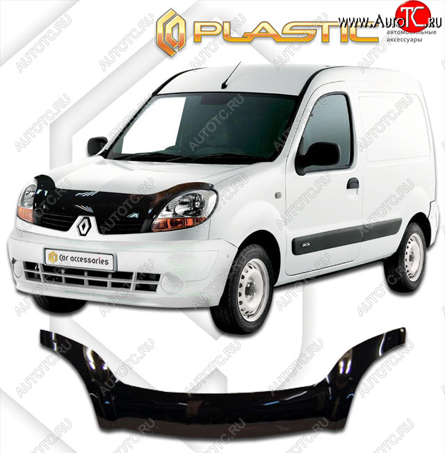 3 399 р. Дефлектор капота (exclusive) Classic черный CA Plastic на Renault Kangoo  2003-2007  с доставкой в г. Майкоп