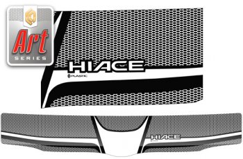 3 599 р. Дефлектор капота (exclusive) Серия Art белая CA Plastic на Toyota Hiace Правый Руль 2004–н.в.   с доставкой в г. Майкоп. Увеличить фотографию 1