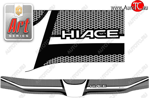 4 399 р. Дефлектор капота (exclusive) Серия Art черная CA Plastic на Toyota Hiace Левый руль 2004–н.в.  с доставкой в г. Майкоп