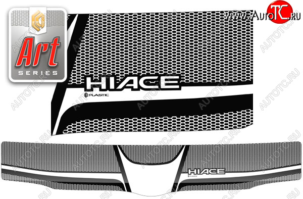 3 599 р. Дефлектор капота (exclusive) Серия Art черная CA Plastic на Toyota Hiace Правый Руль 2004–н.в.   с доставкой в г. Майкоп
