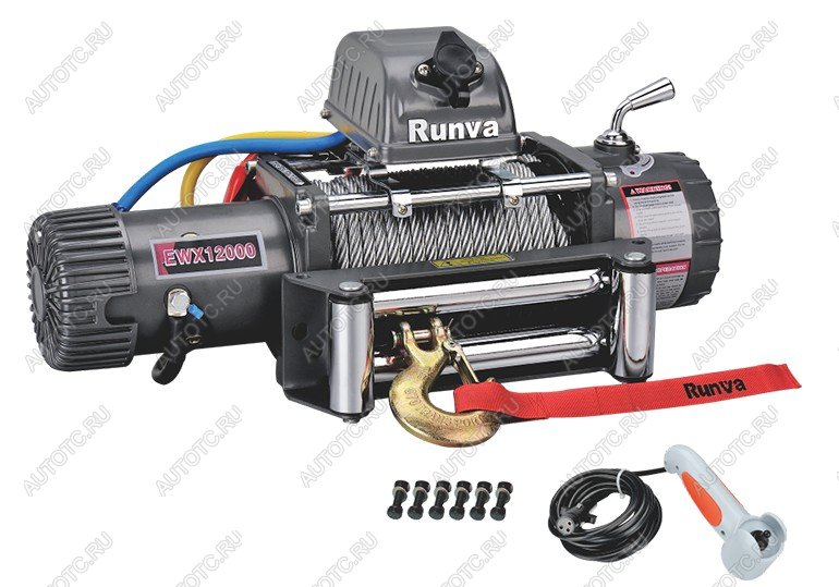 59 969 р. Лебёдка автомобильная электрическая 12V Runva 12000 lbs 5443 кг (стальной трос) RUNVA ewx12000s  с доставкой в г. Майкоп
