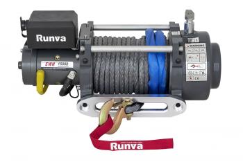 100 379 р. Лебёдка электрическая (индустр.) 24V Runva 15000 lbs 6800 кг синтетический трос RUNVA ewn15000usr24v  с доставкой в г. Майкоп. Увеличить фотографию 3