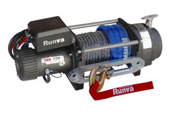 99 579 р. Лебёдка электрическая (индустр.) 24V Runva 17500 lbs 7960 кг синтетический трос RUNVA ewn17500usr24v  с доставкой в г. Майкоп. Увеличить фотографию 1
