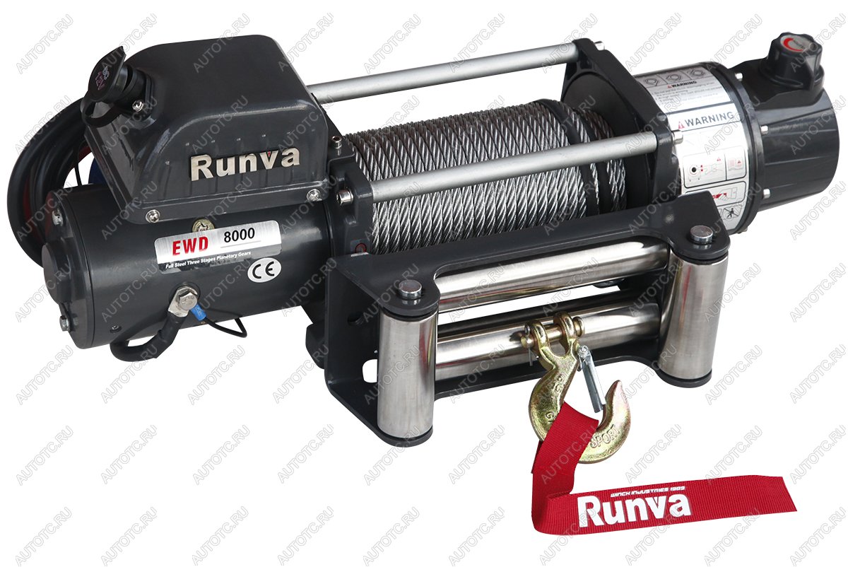 63 229 р. Лебёдка электрическая двухскоростная 12V Runva 8000 lbs 3629 кг RUNVA ewd8000u  с доставкой в г. Майкоп