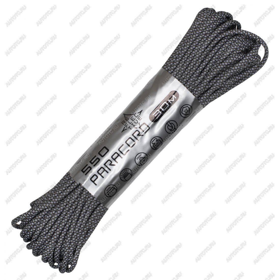 1 219 р. Паракорд 550 CORD nylon 30м SuperReflective (black snake) CORD 550.n30.lm.b.snk  с доставкой в г. Майкоп