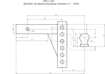 6 679 р. Переходник для фаркопа регулируемый (занижение 4,567,59" - 120157195232 мм) Longteng abm-lt-002  с доставкой в г. Майкоп. Увеличить фотографию 2