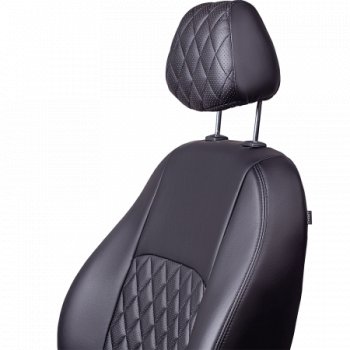 9 449 р. Комплект чехлов сидений (РЗС 60/40 3Г Илана+Орегон) Турин РОМБ Lord Autofashion  Chery Tiggo 4 (2017-2020) дорестайлинг (черный, вставка черная, строчка черная)  с доставкой в г. Майкоп. Увеличить фотографию 2