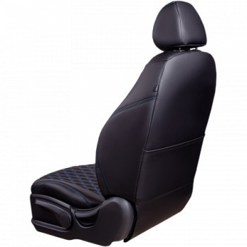 10 299 р. Комплект чехлов сидений Lord Auto(Экокожа Ромб)  Chevrolet Aveo ( T200,  T250) (2002-2011) хэтчбек 5 дв, седан, седан рестайлинг, хэтчбек 5 дв рестайлинг (Черный+синий)  с доставкой в г. Майкоп. Увеличить фотографию 5