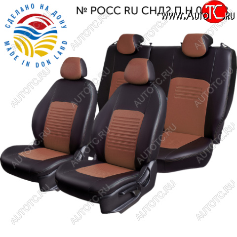 4 999 р.  Комплект чехлов сидений Lord Auto(Экокожа) Chevrolet Aveo T250 седан рестайлинг (2006-2011) (Черный+темно-коричневый)  с доставкой в г. Майкоп