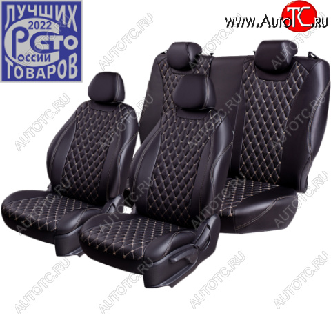 10 299 р.  Комплект чехлов сидений Lord Auto(Экокожа Ромб)  Chevrolet Aveo ( T200,  T250) (2002-2011) хэтчбек 5 дв, седан, седан рестайлинг, хэтчбек 5 дв рестайлинг (Черный+бежевый)  с доставкой в г. Майкоп