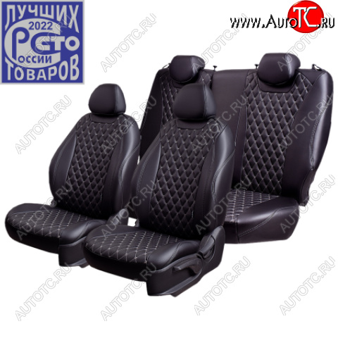 12 649 р. Комплект чехлов сидений Lord Auto(Экокожа)  Chevrolet Aveo ( T200,  T250) (2002-2011) хэтчбек 5 дв, седан, седан рестайлинг, хэтчбек 5 дв рестайлинг (Черный)  с доставкой в г. Майкоп