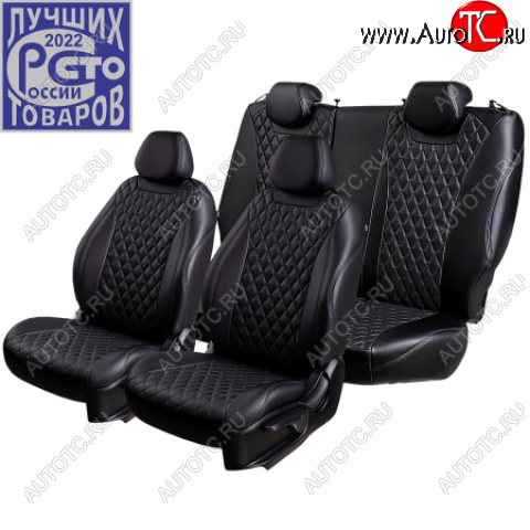 13 399 р. Комплект чехлов сидений Lord Auto(Экокожа Ромб)  Chevrolet Aveo ( T200,  T250) (2002-2011) хэтчбек 5 дв, седан, седан рестайлинг, хэтчбек 5 дв рестайлинг (Черный)  с доставкой в г. Майкоп
