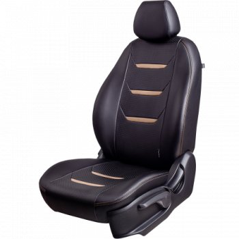 Комплект чехлов для сидений (РЗСиС 60/40 Орегон ) ТУРИН-2 Lord Autofashion Chevrolet Niva  2123 (2002-2020) дорестайлинг, рестайлинг (черный, вставка черная+бежеая, строчка бежевая)