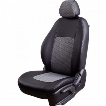 Комплект чехлов для сидений (РЗСиС 60/40 2Г экокожа, жаккард), ТУРИН Lord Autofashion  Chevrolet Niva  2123 (2009-2020) рестайлинг (черный, вставка Тропик серая, строчка черная)