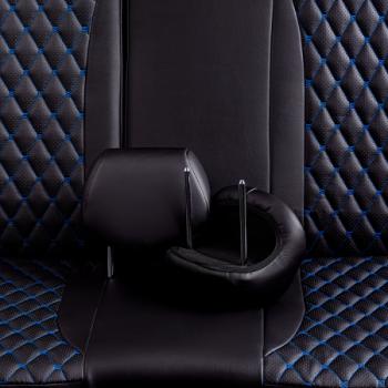 12 649 р. Комплект чехлов для сидений (РЗСиС 40/60 ЗГ Орегон) БАЙРОН Lord Autofashion  Chevrolet Spark  M300 (2010-2015), Ravon R2 (2016-2025) (черный, вставка черная, строчка синяя)  с доставкой в г. Майкоп. Увеличить фотографию 7