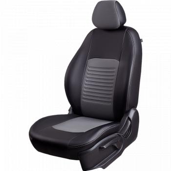 9 899 р. Чехлы для сидений (РЗС60/4, Экокожа Илана+Орегон) ТУРИН Lord Auto  Geely Emgrand X7 (2019-2021) 2-ой рестайлинг (черный/серый)  с доставкой в г. Майкоп. Увеличить фотографию 2