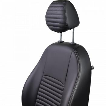 5 349 р. Комплект чехлов для сидений (РЗС 40/60. 2П Илана+Орегон) ТУРИН-3 Lord Autofashion  Hyundai Accent ( X3,  MC) (1997-2011) седан рестайлинг, седан, хэтчбек (черный, вставка черная, строчка бежевая)  с доставкой в г. Майкоп. Увеличить фотографию 4