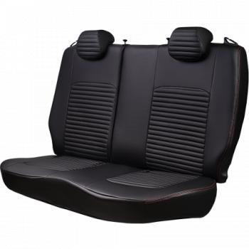 5 349 р. Комплект чехлов для сидений (РЗС 40/60. 2П Илана+Орегон) ТУРИН-3 Lord Autofashion  Hyundai Accent ( X3,  MC) (1997-2011) седан рестайлинг, седан, хэтчбек (черный, вставка черная, строчка красная)  с доставкой в г. Майкоп. Увеличить фотографию 3