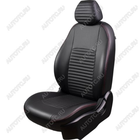 5 349 р. Комплект чехлов для сидений (РЗС 40/60. 2П Илана+Орегон) ТУРИН-3 Lord Autofashion  Hyundai Accent ( X3,  MC) (1997-2011) седан рестайлинг, седан, хэтчбек (черный, вставка черная, строчка красная)  с доставкой в г. Майкоп