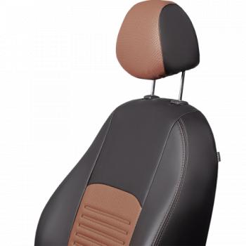 5 999 р. Комплект чехлов для сидений (ЦЗС 2Г Илана+Орегон) ТУРИН СТ Lord Autofashion  Hyundai Solaris  RBr (2010-2017) седан дорестайлинг, седан рестайлинг (черный, вставка темно-коричневая+бежевая, строчка темно-коричневая)  с доставкой в г. Майкоп. Увеличить фотографию 4