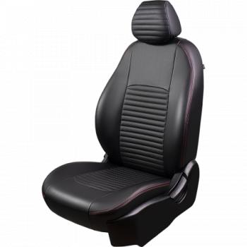 Комплект чехлов для сидений (РЗС 40/60 3Г Илана+Орегон) ТУРИН-3 Lord Autofashion Hyundai Solaris  HCR (2017-2022) седан дорестайлинг, седан рестайлинг (черный, вставка черная+красная, строчка красная)