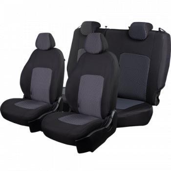 2 499 р. Комплект чехлов для сидений (РЗС 60/40 2Г жаккард) СТАНДАРТ Lord Autofashion  KIA Rio  3 QB (2011-2017) дорестайлинг седан, рестайлинг седан (черный, вставка РОМБ 3D белая, строчка черная)  с доставкой в г. Майкоп. Увеличить фотографию 5